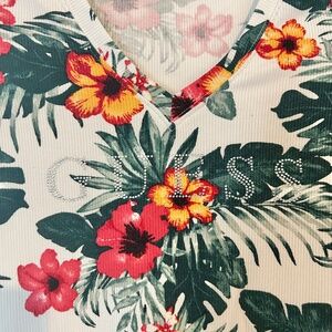 Guess Floral Ribbed Knot Mini Dress